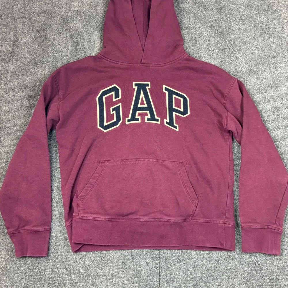 Gap Kids Burgundy Maroon Arch Logo Fleece Pullover Hoodie XXL 14-16 Husky